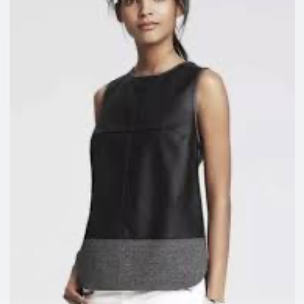 Banana Republic Faux Leather Ponte Knit Sleeveless Top, Size XS